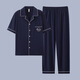 QLTQZQ men's pajamas men's short-sleeved summer thin cotton teenage pajamas men's plus size spring and summer home clothing set G3881 blue (short-sleeved) 175 L [recommended 100-120 Jin [Jin equals 0.5 kg]]