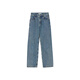 Keigan/Eröffnungsraum Ruf Gott Hosen vier Jahreszeiten importiert japanische modische Drei-Druck-Linie hohe Taille Straight Jeans Frauen VTG Fliesen Blau M 36