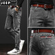 Jeep Spirit2025 New Jeans Los pantalones delgados de los hombres pequeños de los hombres ajustados de verano pantalones delgados de la pierna recta delgada pantalones de hombres SSNZ-6636 GRIS [estilo de primavera y otoño sin terciopelo] 29