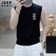 Jeep Spirit Vest Herren trendy fliegender Adler gedrucktem Weste Sommer Reine Baumwolle Trendy Marke Slim Vest American Sport Ärmel und T-Shirt Black L 105-120jin [Jin entspricht 0,5 kg]