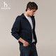HAZZYS Men's Clothing Simple Casual Men's Jacket Zipper Cardigan Hooded Sweatshirt Men ABTZE0CDX33