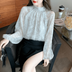 Pierre Cardin French sweet floral chiffon shirt women's autumn 2025 new beaded style age-reducing long-sleeved inner top picture color L 105-115Jin Jin equals 0.5 kg