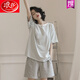 Langsha 2025 Nouveau pyjamas en coton pur pour les femmes en été, des rayures à manches courtes peuvent être portées à l'extérieur. 9855 (ensemble) M recommandé 80-100jin [Jin est égal à 0,5 kg]
