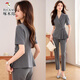 Traje de manga corta gris de carpintero Juego para mujeres Temperamento profesional de verano Gerente de vinos Herramienta Beauty Salon Jewellry Work Ropa 9732 Traje gris + B256 Pantalones grises XL (113-122Jin [Jin es igual a 0,5 kg])
