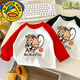 
G.DUCKKIDS new cat and mouse children's T-shirt long-sleeved boys autumn small and medium-sized children's clothing fashionable rabos sleeve base shirt girl [white and red]#D674 Jerry Mouse 80 [Suggested height 70-80cm]
