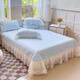 Fu丨Anna French light luxury princess style cotton four-piece set 2025 new chiffon lace embroidered quilt cover Huali-Baby Blue bed sheet style 1.8m bed cover four-piece quilt cover 200*2