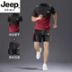 JEEP SPIRIT轻奢高端冰丝套装男士夏季薄款速干短袖t恤跑步健身篮球羽毛球服 9901黑绿套装 M