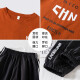 Cool Chapter (KUZHANG) boys summer clothing children 2025 new fashionable street-fried sports suit mid-large children summer short-sleeved trousers trendy children's clothing 3415 orange 2695 black + 9767 black 5725 140 CM