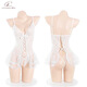 
Chanhuo transparent mesh flirting romantic lace crotch exposed hips onesie sexy underwear feminine suit 9227 white + model socks one size [80-120Jin [Jin equals 0.5 kg]]
