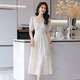 Ehangy Light Luxury Brand Dress for Women 2025 Summer Nuevo sentimiento de gama alta de moda que cubre el vientre versátil de desplazamiento de la luna blanca M