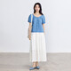 
InMAN French style wood ear short-sleeved shirt for women 2025 summer fashion loose lace round neck pullover shirt Klein Blue XL