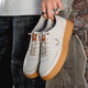 Spring and Autumn Men's Shoes Genuine Leather Real Cowhide Breathable Beef Tendon Sole Shoes Air Force All-match No. 1 Wheat Color Sports and Casual 898 White 44