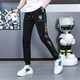 花花公子（PLAYBOY）休闲裤男士2025新款夏季潮流条纹刺绣时尚运动卫裤欧货束脚长裤 白色9926【休闲裤】 29