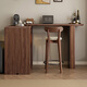 Small wood walnut medieval style black walnut bar counter dining side cabinet living room household solid wood retractable apartment dining table storage cabinet bar counter + retractable rack group and