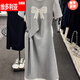 维多利亚的格调重工蝴蝶结短袖连衣裙女2025夏季新款收腰显瘦长裙小个子气质裙子 黑色3524 M 【建议100-115斤】