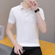 Hailan lapel polo shirt men casual breathable short-sleeved T-shirt mature men business tie button Paul T-shirt white QY683 L 120-135Jin [Jin equals 0.5 kg]