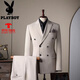 Playboy 2025 Sommeranzug Herrengeschäft formeller Anzug Doppelbruster Anzug Italienischer High-End-Aprikose Bräutigam Hochzeitskleider Sahne Aprikose Drei-teilige Sets 46