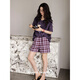 Beiyan Pyjamas für Frauen dünne Sommer Snoopy Pure Cotton Kurzärmel Plaid Shorts Anzug Lose großer Größe für Außenverschleiß D10814 Bildfarbe xl xl