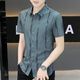Siete lobos de la nueva camisa de manga corta de 2025 de 2025 hombres de verano, guapo guapo de alta gama de hilo de alta pulgada, ropa delgada fría 7027 negro m 90-110jin [Jin iguala 0.5 kg]