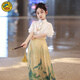 G.duckkids falda de la cara de caballo falda del traje del verano 2025 Nuevo estilo chino verano delgado hanfu mid-da niños chino espicación china 2677 meses blanco y azul [falda con cara de caballo + 2662 top] 110
