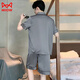 
Catman MiiOW men's pajamas summer solid color ice silk short-sleeved pants 2025 new style young boys summer thin home clothing set G723 2XL (suggested height 180-weight 150-
