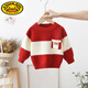 G.DuckKids Beau pull garçon avec un nouveau bébé automne et hiver rond Pullor tricot en tricot plus velours pull épaissi rouge 90