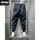 
JEEP SPIRIT men's new leather pants plus velvet thickened motorcycle winter black slim fit ties warm takeaway riding pants men's 895 4XL [Suggested 170-190Jin [Jin equals 0.5 kg]]