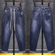
Bao Qiaoxu summer jeans men's elastic waist high elastic loose fit casual pants men's Korean style trendy trousers 3883 black regular 29 106-115Jin [Jin equals 0.5 kg]