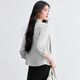Shandubila autumn high-end suit for women with shoulder pads professional commuting style casual short suit gray L