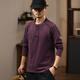 JEEP SPIRIT American classic Henry collar pure cotton long-sleeved T-shirt men's 2025 autumn casual sweatshirt men's loose bottoming shirt top purple XL