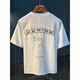 Mr. BU T-shirt à manches courtes pour hommes à imprimé à la mode pour hommes T-shirt tricoté à forte densité lâche et à forte densité White [HJ6630] M Convient pour 95-110jin [Jin est égal à 0,5 kg]