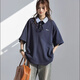 7 high-quality American texture polo shirts for men and women for summer high-end short-sleeved retro T-shirts for men and women for men and versatile men's T-shirts WYN-723 Navy Blue XL