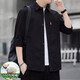 Hengyuanxiang Sommer 7-Viertel-Ärmel-Hemd Herren-Hemd für Pure Cotton Shirt Herren-großer trendiger lässiger Arbeitshemd Jacke Herren Kleidung Q6626 7-Viertel-Hülle 2 Stücke [schwarz + schwarz] m