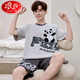 
Langsha men's pajamas summer pure cotton short sleeve shorts thin cartoon cute teenager large size boys' home clothing suit Daimeiya-6627 L small size L code (90-110Jin [Jin equals 0.5 kg])