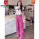 Pierre Cardin Internet Promi Sportanzug Frauen Sommer neuer Stil Streetbrated Casual Ice Seiden mit weit ligenden Hose modische altersreduzierende kurze Ärmel zwei Teile Bildfarbe Top 835 s