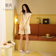 Pyjamas de poitrine de cou yue avec poitrine pour femmes en été coton pur sableux sans manches shorts à la maison décontractés et peut être usé pour l'usure en plein air B23629 beige léger [avec poitrine] M (160) [poids 90-110jin [Jin équivaut à 0,5 kg]]