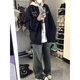 POUM American retro baseball uniform trendy brand fashion versatile pixs and handsome high street 2025 new jacket jacket men's casual top TM-W694 navy blue 3XL