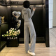 
MAGIOPY International Luxury High-end Brand 2025 Spring European Goods Gray Casual Sports Set Women's Fashion Age Reducing Long Sleeve Grey Two-Piece Set S (100Jin [Jin equals 0.5 kg])