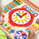 Shantoulin pueblo 6-en-1 tablero de relojes para niños tablero de construcción de madera rompecabezas rompecabezas rompecabezas cognición meteorológica educación temprana juguetes de reloj de madera-ily