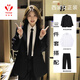 FANAOGE Korean style black suit suit for female college student defense suit black jacket teaching job interview professional formal wear 4-piece suit tie + suit + white shirt + pants M Recommended 95-110 Jin Jin equals 0.5 kg Urgent items will be sent on the same day - contact customer service for SF Express
