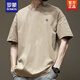 罗蒙（ROMON）潮流美式短袖T恤男夏季棉质圆领百搭休闲2025新款宽松港风T恤 白色 1365短 袖 棉 S 【建议80 110斤】