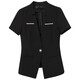 
Poresno Hotel foreman high-end work clothes, beauty professional suit set, women's summer thin short-sleeved suit, front desk work suit 6629 black suit + pants for suspenders XL recommendation 107-117Jin [Jin equals 0.5 kg] Universal size