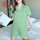 Langsha Light Luxury 2025 Neue Pyjama für Frauen im Sommer Pure Cotton Shorts Shorts für Sommermädchen Sommer Frauenhaus 12347 mit Brustpads XL 115-130