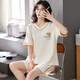 MUJI COM无印良品同款睡衣女夏季韩版可爱薄款短袖裤学生两件套装春秋天大 咖啡色 GXT6636图色 M (建议75-95斤)