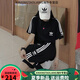 阿迪达斯（adidas）三叶草休闲刺绣运动套装短袖短裤套装T恤男女夏季圆领宽松两件套 【两件套】白色 9889短套 4XL 160-180斤