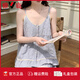 
Yalu gentle wind pajamas for women in summer suspender cloud cotton thin sweet mist blue with chest pad student home clothing set 9904 bean paste color [with chest pad removable] M [Suggest weight 75-95 Jin [Jin equals 0.5 kg]]