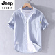 
JEEP SPIRIT Men's Striped Short Sleeve Shirt Summer Thin Loose Top Japanese Trendy Cotton Casual Half Sleeve Shirt 9721 White M Jin [Jin equals 0.5 kg] About
