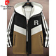 
Pierre cardin men's spring and autumn hooded work jacket letter printed jacket trendy brand jacket teenager outdoor charge suit 16852S black M