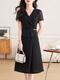 TJQ ​​Luxury High-End-Markenkleid für Frauen 2025 Sommer neuer Stil Stylish Slim Atmospherer Temperament und schicker modischer Rock Navy Blue L 100-110jin [Jin gleich 0,5 kg]
