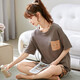 MUJI COM MUJI COM pajamas same style for women, summer pure cotton thin style cute Korean version student short sleeve two-piece suit spring and autumn wide maroon GXT6636 picture color 3XL (recommended 145155Jin [Jin equals 0.5 kg])